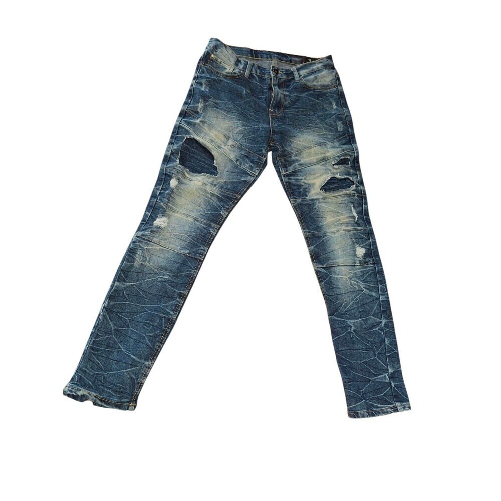 South Pole Skinny Leg Jeans‎ Men's 32X30 Blue Denim 5-Pockets Cotton Distressed